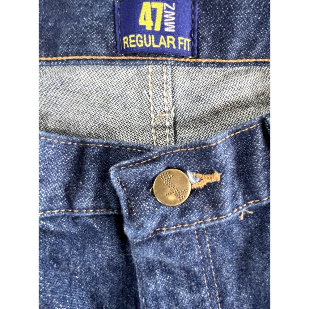 Wrangler Cowboy Cut Regular Fit Straight Dark Wash Blue Denim Jeans 5-Pocket - Picture 7 of 7